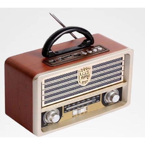 Trade Shop - TRAGBARER RADIO-MUSIKWECKER RETRO-DESIGN USA-STIL VINTAGE USB FM/AM Q-YX2022 - (1/4)
