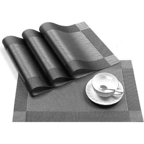 Lot de 6 sets de table en PVC lavables, coloris gris argent, décoration de table moderne (1/5)