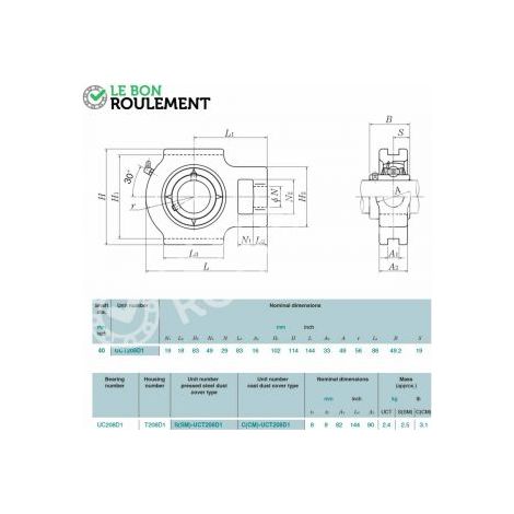 Palier fonte M-UCT208-D1-NTN