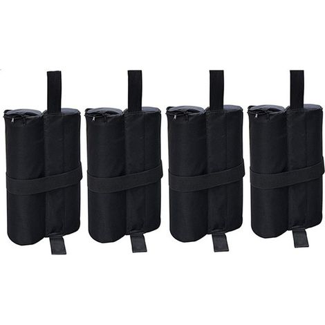 Sacs de lestage pour tonnelle – Lot de 4 sacs (60 kg max.) – Dimensions : 25 x 12 x 40 cm – 100 % polyester noir – Fermeture velcro (1/4)