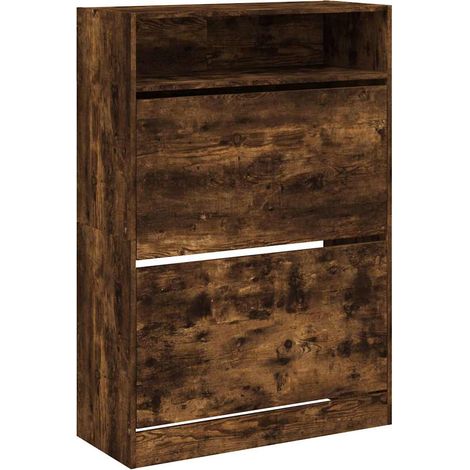 Maison Exclusive - Scarpiera con 2 Cassetti Ribaltabili Rovere Fumo 80x34x116 cm