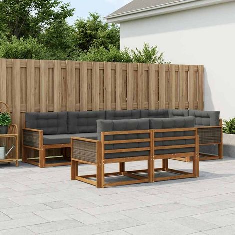 vidaXL Outdoor-Sofagarnitur mit Kissen 7 pcs Natur und Anthrazit (1/5)