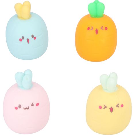 Jouet Anti-Stress Forme Carotte - En Caoutchouc Souple - Pour Enfants Et Adultes - Lot De 4 Pièces