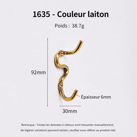 Crochet mural ondulé rétro T1635 petit format en laiton réf 3019 9,2 × 3 × 9,2 cm 39 g – Livraison gratuite
