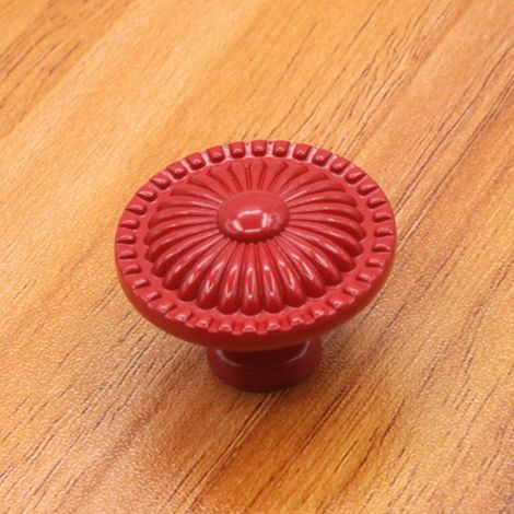 Poignée de meuble ronde en céramique rouge, bouton de tiroir, porte d'armoire, poignée de placard, quincaillerie, 1 pièce, pour cuisine et salle de bain (1/2)