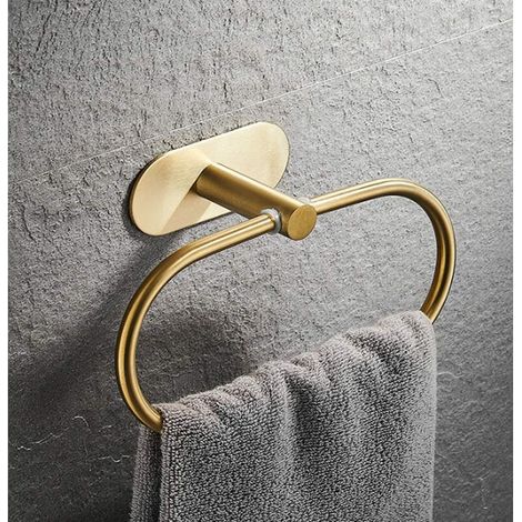 Porte-Serviettes Mural Sans Percage en Acier Inoxydable, Doré Brossé Porte-Papier Toilette, Porte Serviette Crochet pour pour Cuisine (1/5)