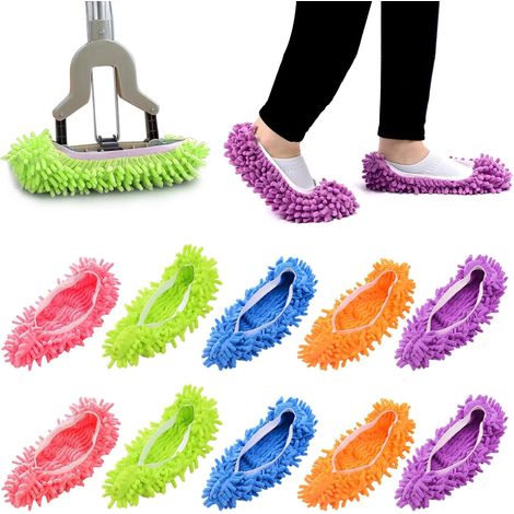 10 PCS / 5 Pairs of Mop Slippers, 5 Colors, 8 Inches, Multifunctional, Washable, Reusable, Soft Microfiber Dusting Pads for Home Cleaning, Mop Slippers, Tools (1/5)