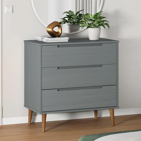 Schubladenschrank MOLDE Grau 80x40x80 cm Massivholz Kiefer vidaXL