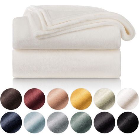 Couverture Polaire 150 x 200 - Blance, Plaid pour Canapé, Cocooning - Epaisse, Moelleuse, Douce Et Chaude - Haute Qualité (1/4)