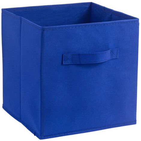 QORVA-Boîte de rangement pliable en tissu bleu, 30 cm de large x 30 cm de long x 30 cm de haut, sans couvercle, type tiroir, 1 pièce (1/5)
