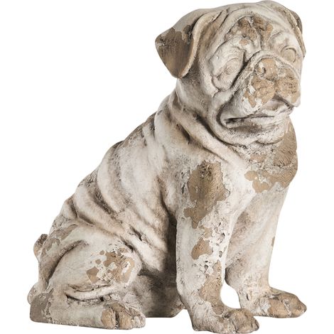 Figura decorativa para jardín de MgO perro 17 x 27 x 30 cm decoración beige Sarnano