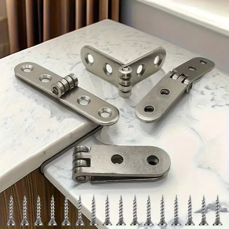 Supports d'étagère pliables robustes (argentés, 20 cm) (4 supports et 16 vis). Fixation murale en acier inoxydable à 90° pour bancs gain de place. (1/5)