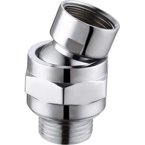 Rótula giratoria de latón ajustable, conector de ducha, adaptador de rótula, apto para conectar cabezales de ducha y tuberías de agua (plata) (1/4)