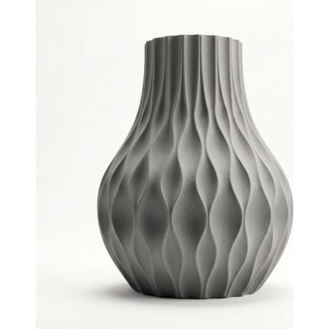 Vaso moderno grigio ondulato per fiori decorativi in stile contemporaneo (1/3)