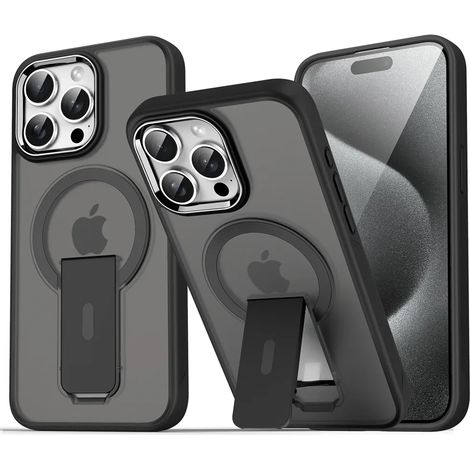 (iPhone 13, Noir mat) Étui magnétique pliable MagSafe pour iPhone, coque arrière semi-transparente mate (1/5)