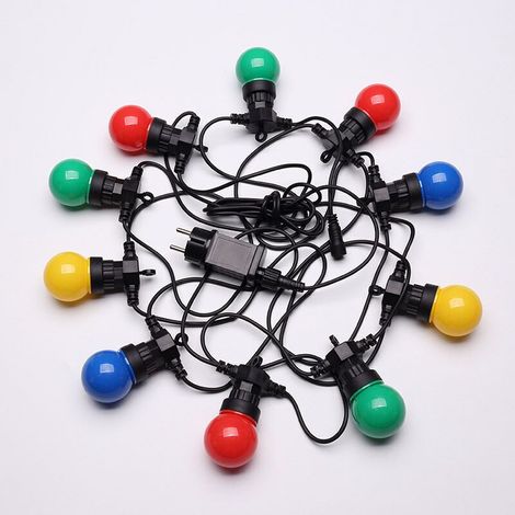 5M Multicolore IP65- Guirlande Electrique Extérieure 10 Bulbes Bleu Rouge Jaune Vert - Guirlande Lumineuse Exterieure Decoration Romantique pour Terrasse et Jardin (1/5)