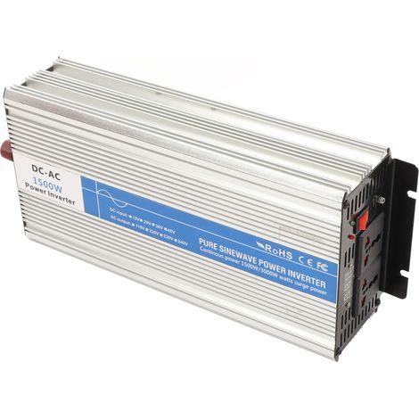 1500-W-Sinus-Wechselrichter mit zwei 5-V-Wechselstromsteckdosen (2,1 A) und USB-Anschluss. Hoher Wirkungsgrad. DC/AC-Wechselrichter mit 24-V-Eingang. (1/5)