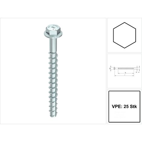 Heco MULTI-MONTI-plus SS 10 x 140, Sechskantkopf mit Scheibe, A2K, 25 St.