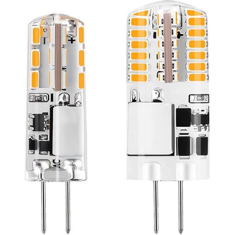 Lot de 2 Ampoules LED G4 Silicone 3W, 12V AC/DC, Blanc Chaud+Froid, 360° Sans Scintillement, Remplacement Lampe Cristal (1/5)
