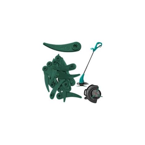 20er-Pack Ersatzmesser aus Kunststoff für Rasentrimmer, passend für Bosch Durablade Art 23-18 LI und Art 26-18 LI Rasentrimmer, Grün - Crezuo