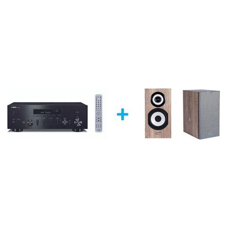 Amplificateur Hi-Fi Yamaha R-N600A Noir + une paire d'enceintes Bibliothèque Cabasse Minorca MC40 Chêne