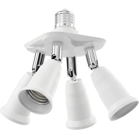 1 Adaptateur E27, Répartiteur 4 voies, Blanc, Douille pivotante, Éclairage studio (1/3)
