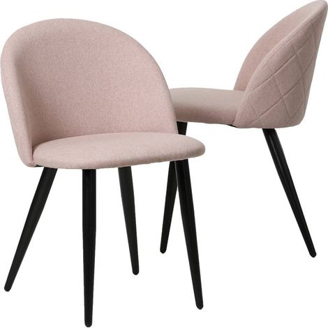 Chaise en tissu rose pâle et métal Jasmine (lot de 2) (1/5)