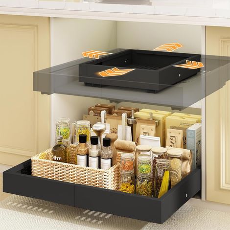 Lot de 2 Tiroirs Coulissants Cuisine-4 directions extensibles, Largeur 32–53 cm (1/5)