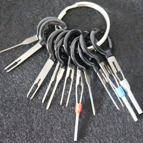 Kit d'extraction de broches pour connecteurs à sertir de câblage électrique automobile (11 pièces) (1/2)