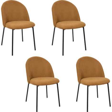 Lot de 4 Chaises - HOME DECO FACTORY - Jules - Côtelees - Jaunes (1/5)