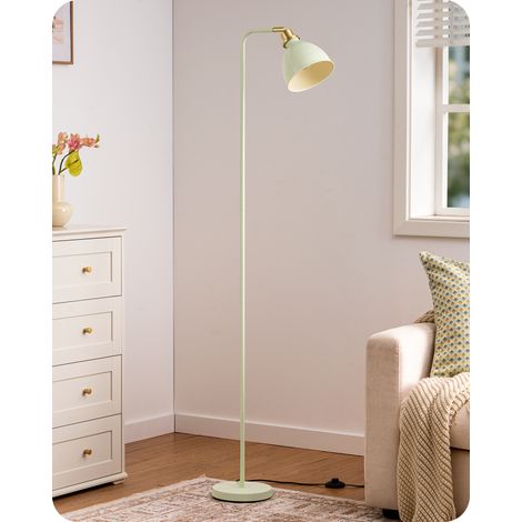 EDISHINE Stehlampe Industrielle, Retro Stehleuchte mit Metall Lampenschirm, Verstellbarer Kopf, E27 Fassung, Leselampe für Wohnzimmer & Büro, inkl. LED Leuchtmittel, Hellgrün (1/5)