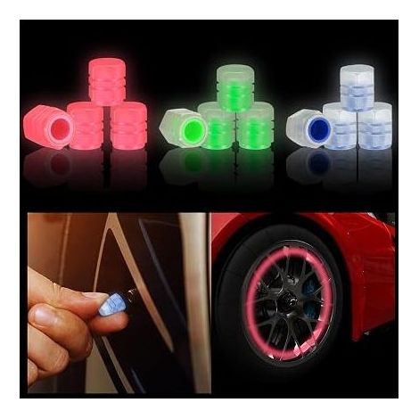 12 Pièces Bouchons de Valve de Pneu Voiture, Universel Capuchons Tige Valve Pneu, Bouchon de Valve Fluorescent, Lumineux Couvercle de Tige de Valve de Pneu pour Voitures, SUV, Vélos, Motos (1/5)