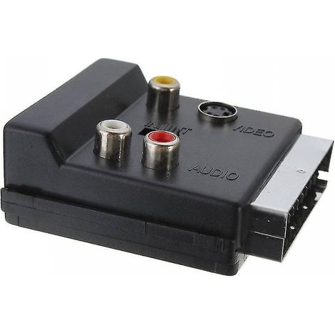 BEBUSINGOTO Cable adaptador de audio y vídeo SCART de 21 pines a 3 RCA S-Video con botón de entrada/salida (1/5)