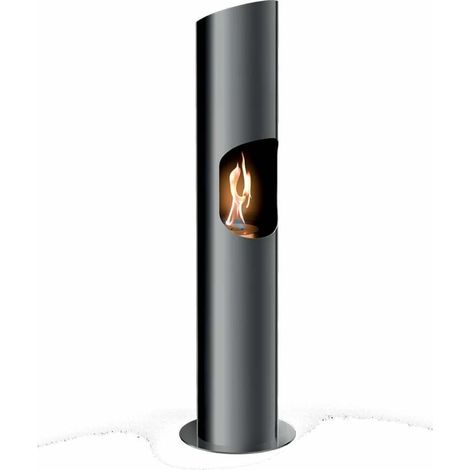 Cheminée bioéthanol colonne 2kW – Brûleur amovible 2,2L avec fibre absorbante – Acier inoxydable gris métallique – Pour intérieur – Tecno Air System (1/4)