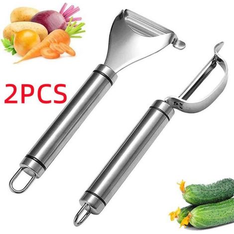 Éplucheur Rotatif - Universel - Acier Inoxydable 304 - 2 Pièces - Antidérapant - Design Contemporain (1/4)