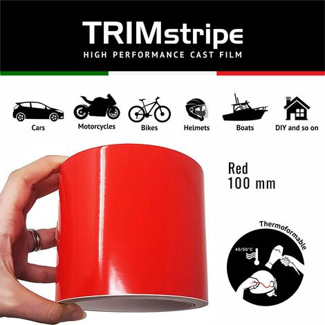 Trim Stripe Strisce Adesive per Auto, Rosso, 100 mm (1/5)