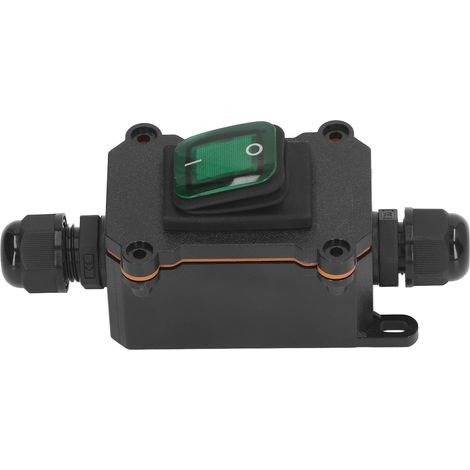 Interrupteur en ligne 2 positions 4 broches, bouton à bascule étanche IP65, vert, interrupteur marche/arrêt extérieur pour câble (1/5)