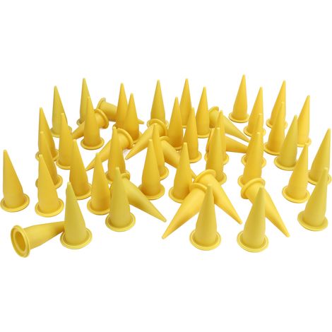 Lot de 50 embouts coniques à mastic en plastique PE, à pointe fine et réutilisables, pour colle à mastic. (1/5)