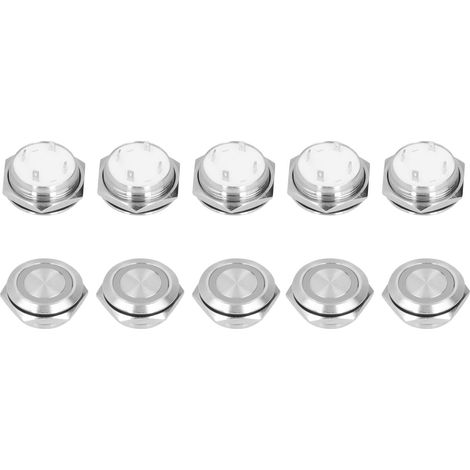 Vendus par paquets de 5 : interrupteurs tactiles à bouton-poussoir en métal ultra-courts de 22 mm avec LED, à réinitialisation automatique, à fonctionnement momentané, ultra-minces, étanches, DC36V, v (1/5)