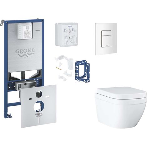 Grohe Rapid SLX - Set Vorwandelement, WC mit Softclose-Sitz, Betätigungsplatte Skate Cosmopolitan und Fresh Umrüstset, Triple Vortex, Alpinweiß SANI11BB3136 (1/5)