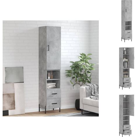 Sideboards - Living Highboard Betongrau 34,5x34x180 cm Holzwerkstoff (1/5)