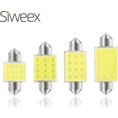 Ampoule LED COB C5W C10W 31 mm 36 mm 39 mm 41 mm/42 mm, éclairage intérieur de plaque d'immatriculation, blanc, bleu, 12 V CC