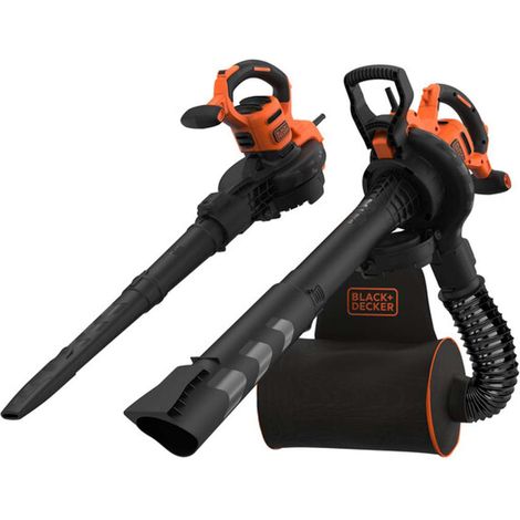 Black&Decker – Souffleur électrique à fil 3000W – Vitesse jusqu'à 418 km/h – Système 3 en 1 : souffler, aspirer, broyer – Sac à dos ergonomique 72L