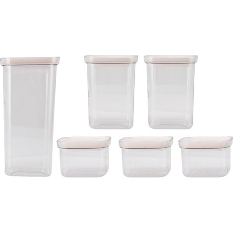 Boîte de rangement pour céréales réutilisable en plastique transparent et hermétique, pour 6 paquets de céréales : 1 x 2000 ml + 2 x 1300 ml + 3 x 600 ml (1/5)