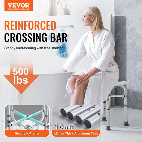 Siège de Douche Antidérapant Hauteur Réglable 405-480 mm Tabouret de Douche Charge 226,8 kg Chaise de Douche en Alu et PE Aide à la Douche pour Personnes Âgées Femmes Enceintes Salle de Bain (1/5)