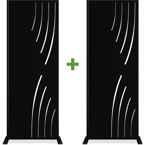 Lot de 2 panneaux décoratifs VELETA Noir H.160cm motifs côté droit (1/5)