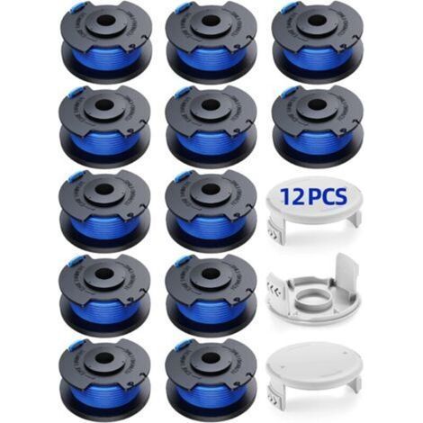 Coupe-bordure 15 bobines pour coupe-bordure Ryobi One +18v 24v 40v, Ø1,65 mm et longueur 3,4 m AC14RL3A Coupe-bordure de rechange (coupe-bordures 12 bobines, 3 capuchons)
