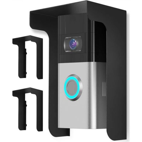 Set of 2 weatherproof metal doorbell covers, doorbell accessories, black (1/5)