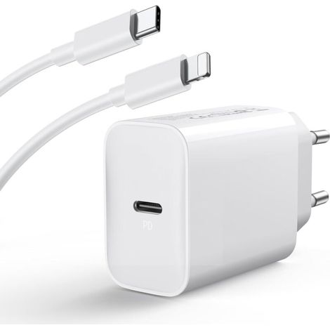 Caricabatterie rapido per iPhone 14/14 Pro/14 Pro Max/14 Plus/13 12 11 SE XR X XS 8, caricabatterie USB-C da 20 W con spina a muro Type-C, adattatore di alimentazione USB-C e cavo da 2 m (1/4)