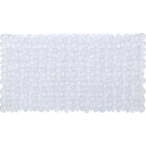 Tapis de douche antidérapant, tapis de douche rectangulaire à motif galets, avec ventouses, tapis de bain ou de douche antifongique 88x40cm (blanc) (1/5)
